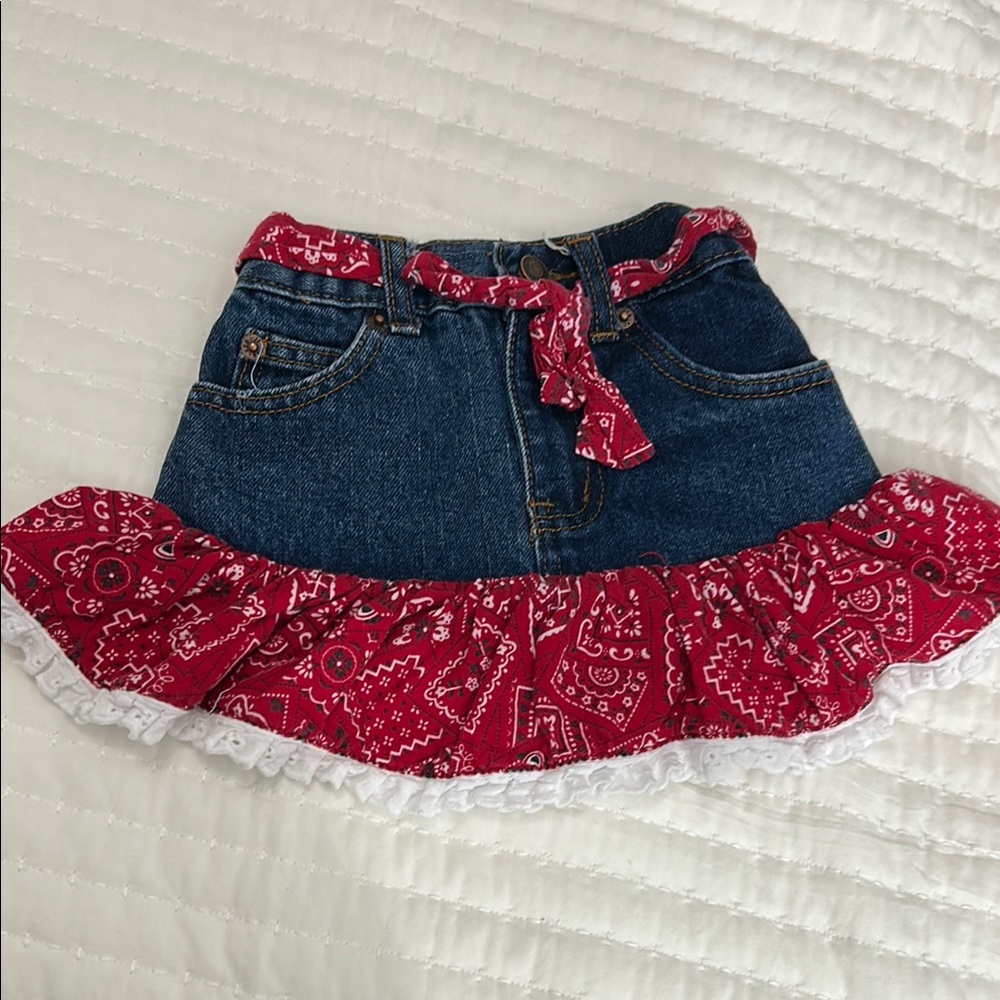 Kiddie Korral Denim and Red Bandana Kids Skirt